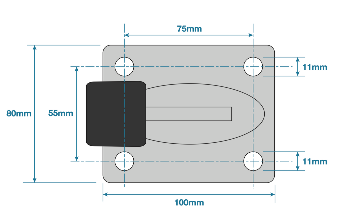 BOLT DOWN DOOR GATE STOP, GARAGE OR ELECTRIC GATES ZINC PLATED 80 x 100mm