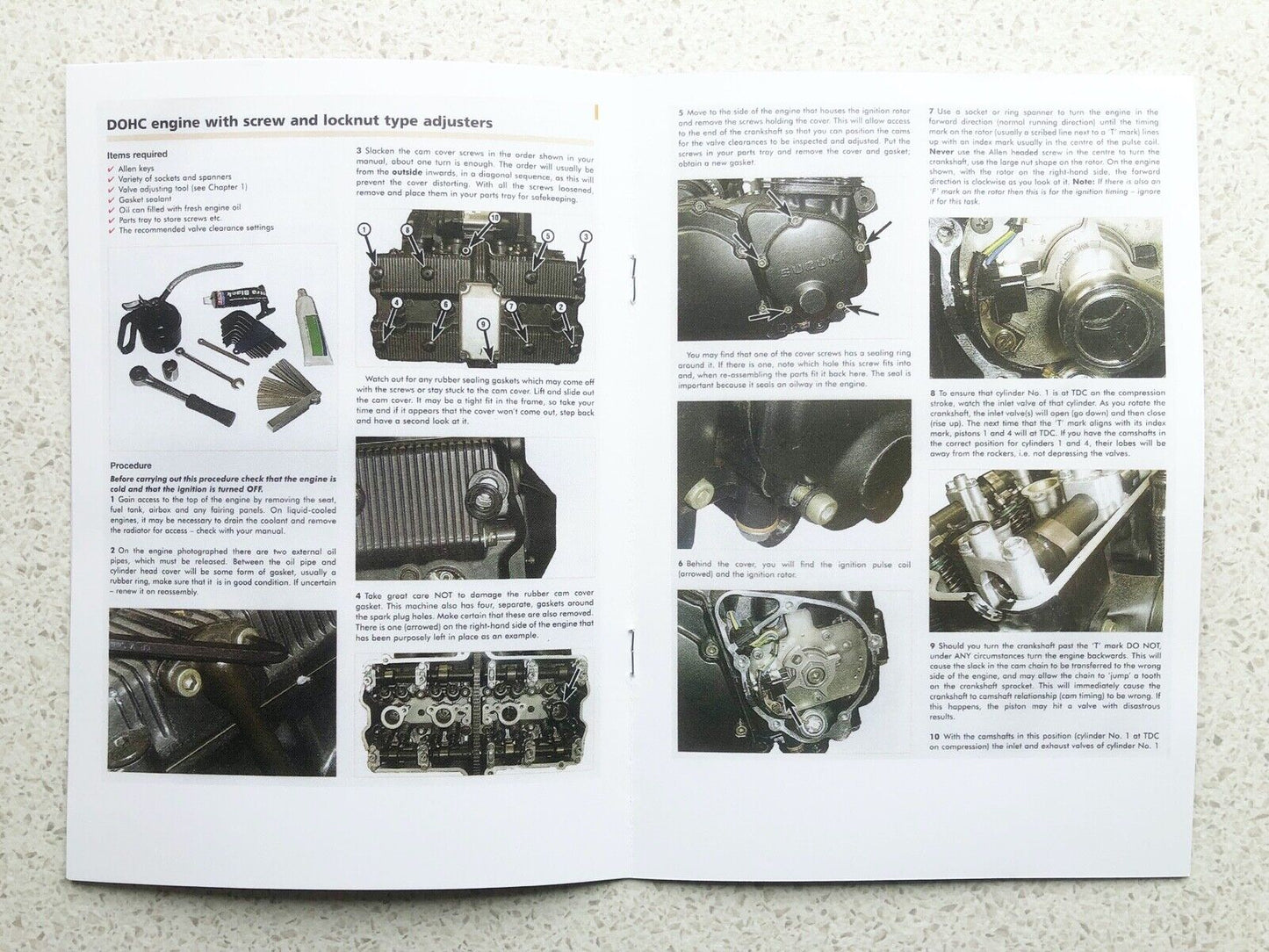 UK SELLER. Motorcycle Valve Tool. PLUS 8 page TAPPET SERVICE BOOK 10mm x 3.5mm