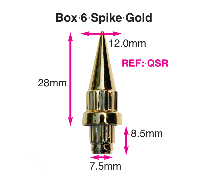 100 x 24k Gold Plastic Wheels Spike Rivet Nuts fake rim bolts Ref QSR Box 6