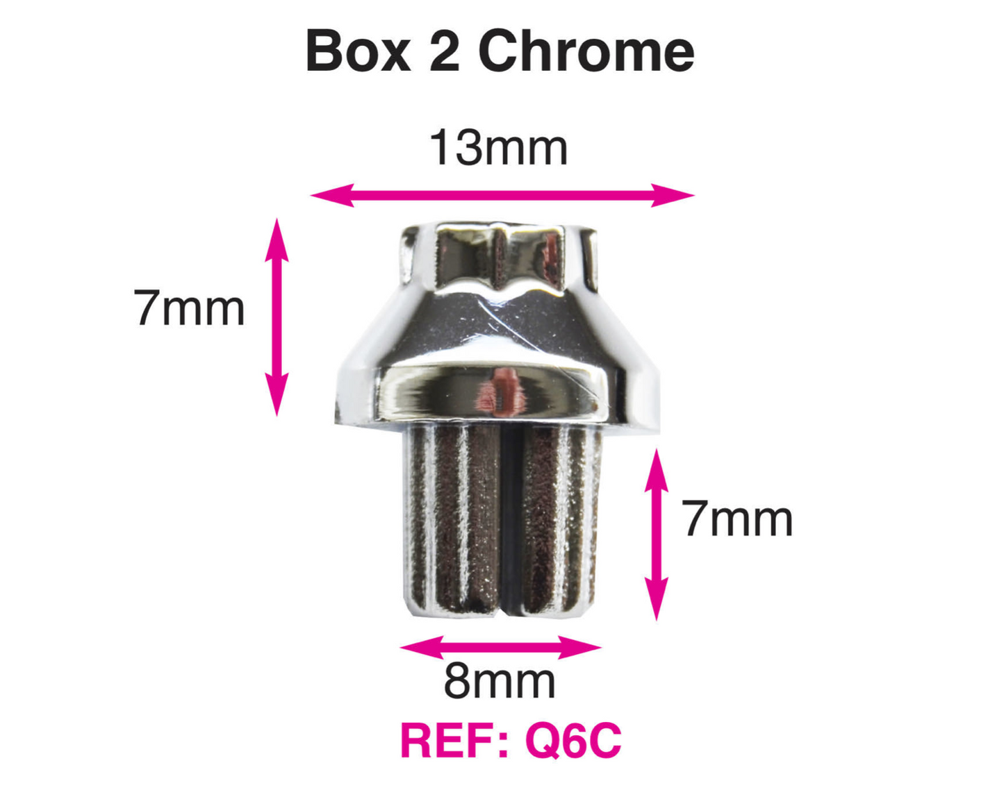 1 x Sample Chrome Plastic Wheels Rivet Nuts fake rim bolts Ref Q6C Box 2