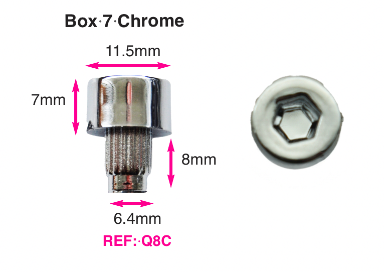 1 Sample x Chrome Plastic Wheels Rivet Nuts fake rim bolts Ref Q8C Box 7