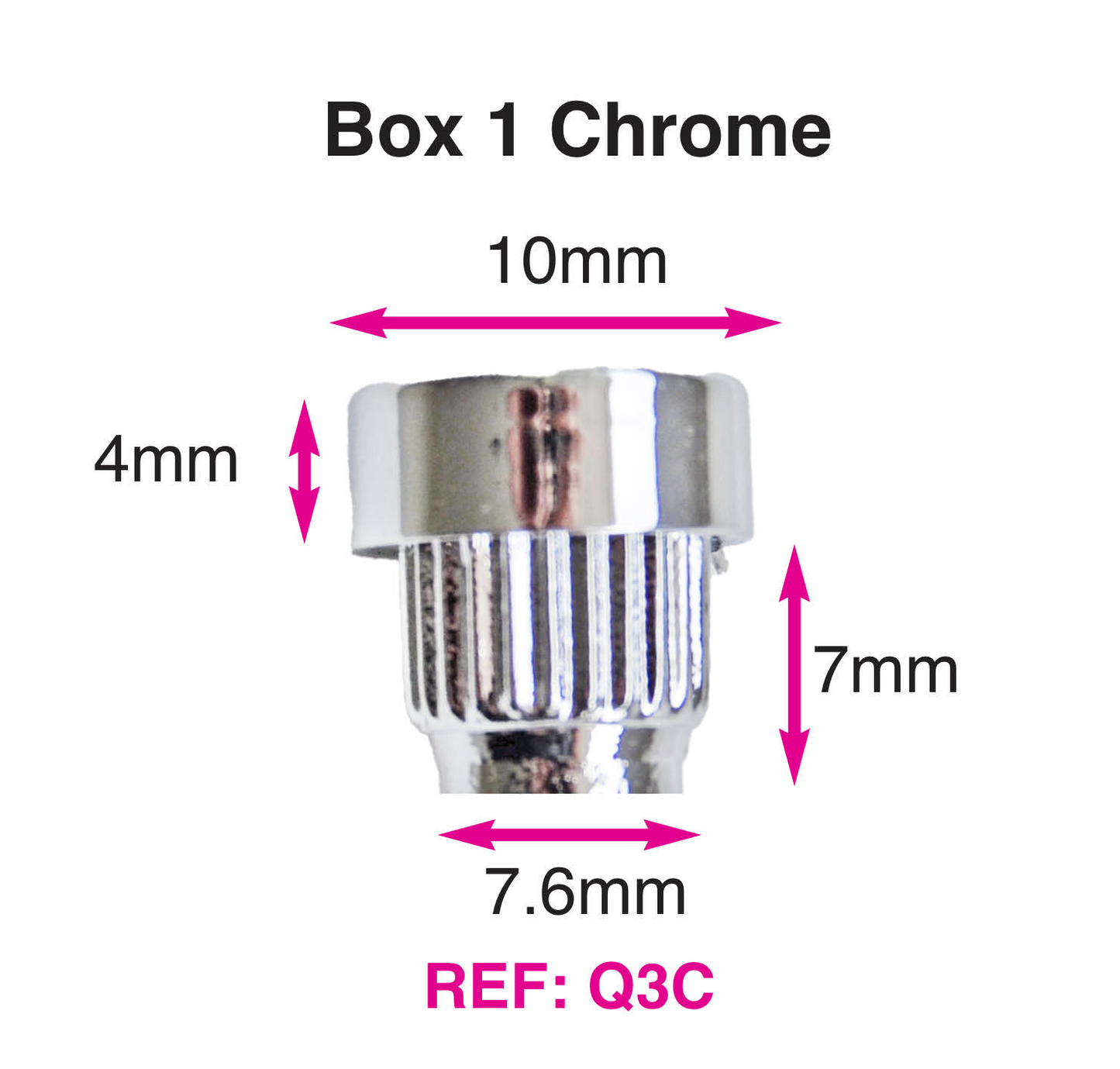 100 x Hex Head Chrome Plastic Wheels Rivet Nuts fake rim bolts Ref Q3C Box 1
