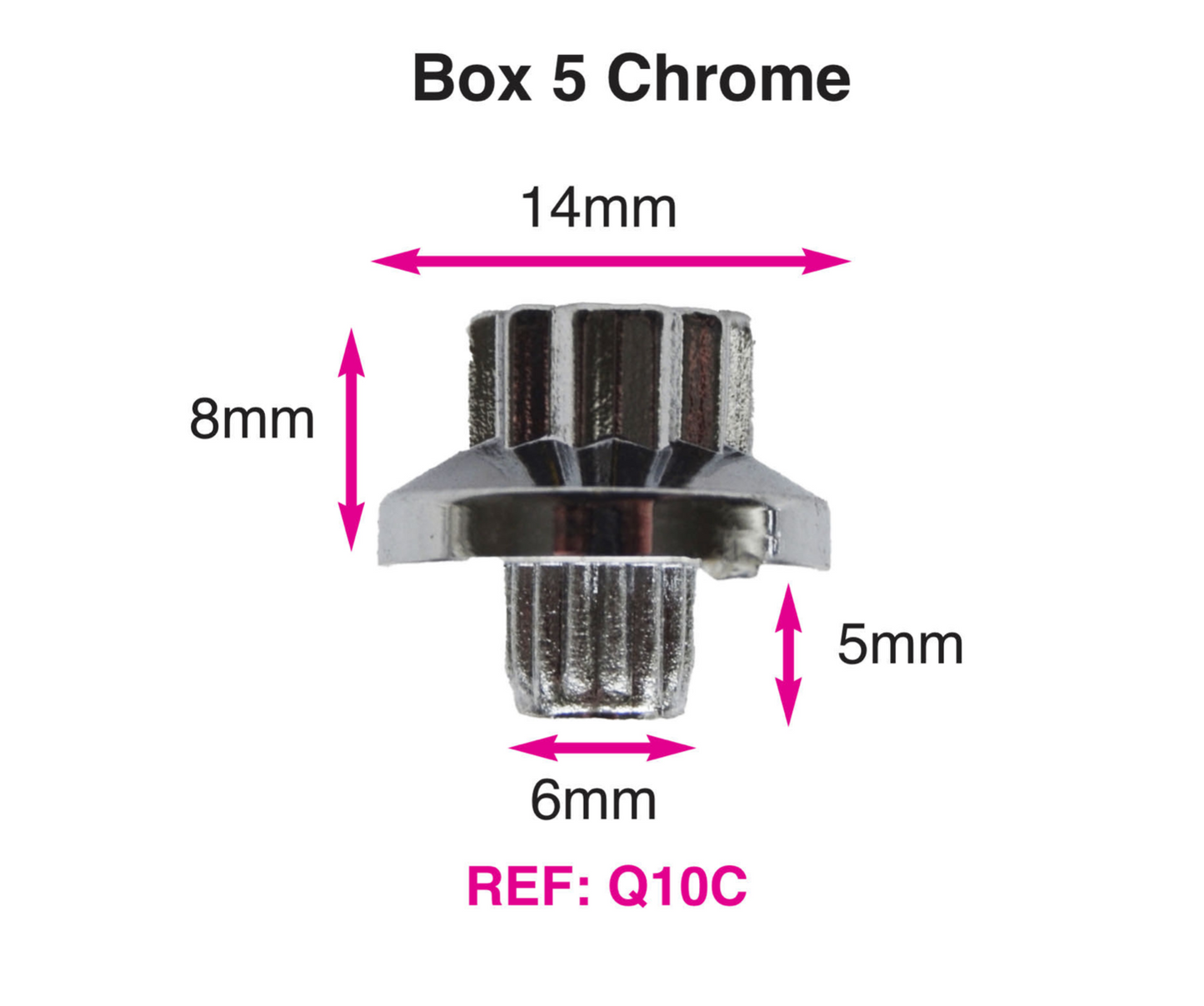 1 x sample Chrome Plastic Wheels Rivet Nuts fake rim bolts Ref Q10C Box 5