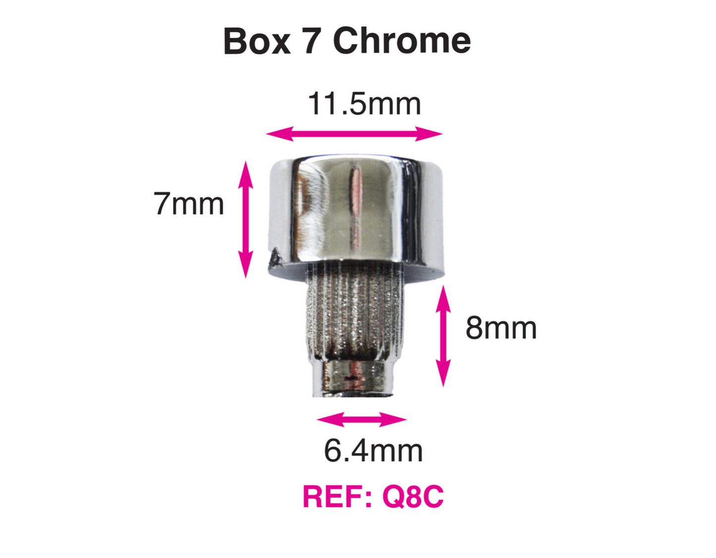 1 Sample x Chrome Plastic Wheels Rivet Nuts fake rim bolts Ref Q8C Box 7