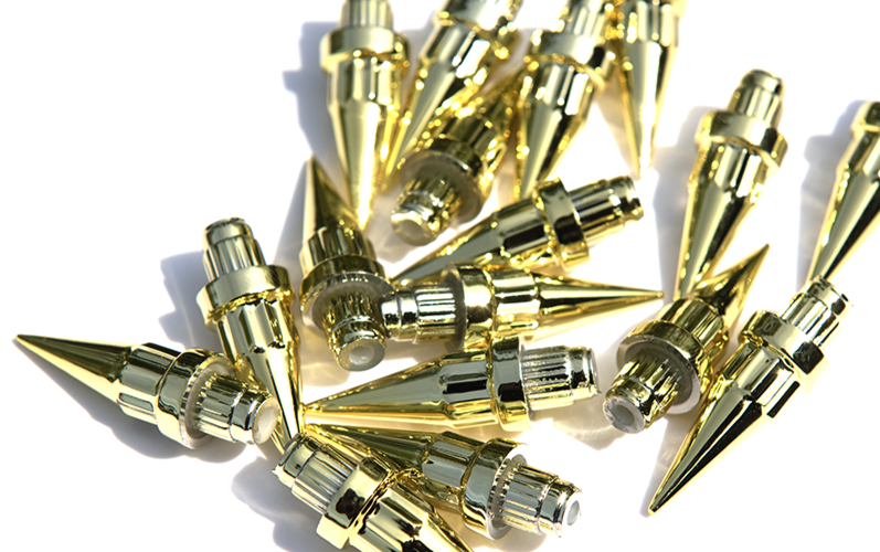 100 x 24k Gold Plastic Wheels Spike Rivet Nuts fake rim bolts Ref QSR Box 6