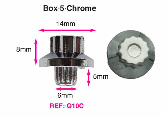 250 x Chrome Plastic Wheels Rivet Nuts  fake rim bolts Ref Q10C Box 5