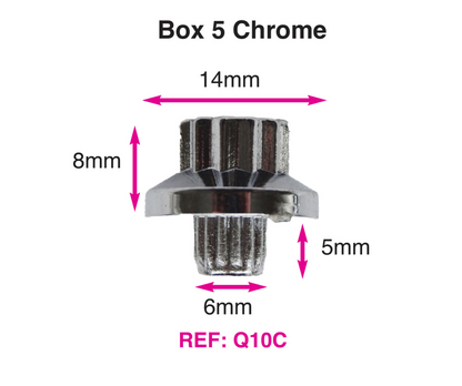 250 x Chrome Plastic Wheels Rivet Nuts  fake rim bolts Ref Q10C Box 5