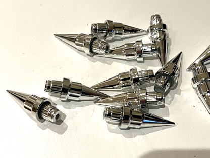 25 x Chrome Plastic Wheels Spike Rivet Nuts  fake rim bolts Ref QSRC Box 6