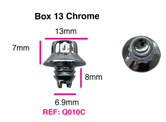 D010C Chrome Plastic Rim Edge Wheel Rivets Nuts Replacement studs QTY 100