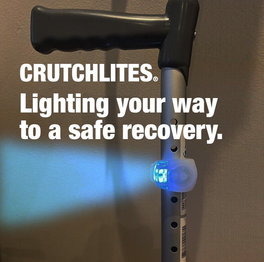 PAIR OF CRUTCHLIGHTS®  THE NEW LIGHTING SOLUTION FOR MOBILITY AIDS..