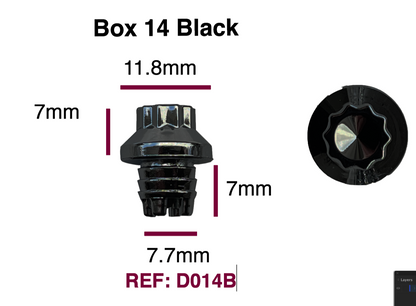 D014B Black Plastic Rim Edge Wheel Rivets Nuts Replacement studs Ref 14 QTY 25
