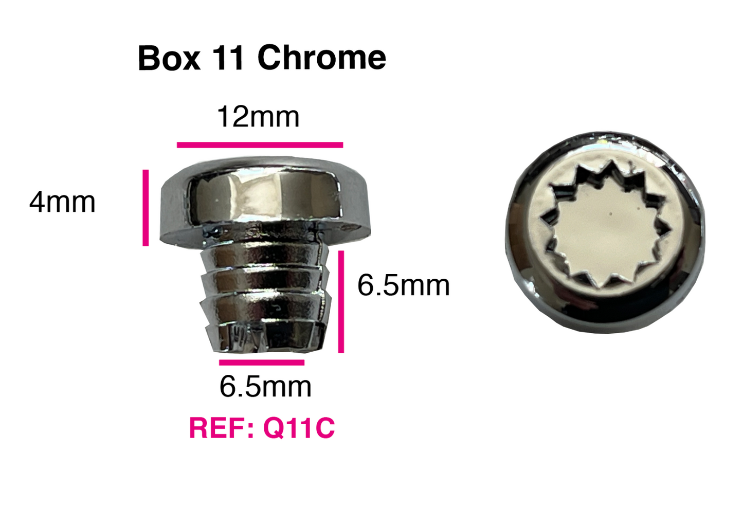 100 x Chrome Plastic Wheels Rivet Nuts fake rim bolts Ref Q11C Box 11