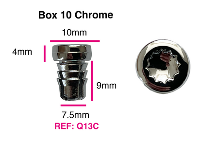 25 x Chrome Plastic Wheels Rivet Nuts fake rim bolts Ref Q13C Box 10