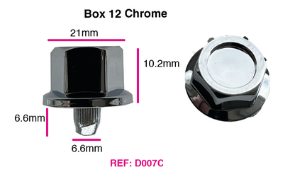 D007C Chrome Plastic Rim Edge Wheel Rivets Nuts Replacement studs QTY 25