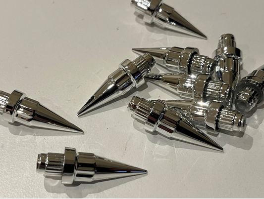 Chrome Plastic Wheels Spike Rivet Nuts  fake rim bolts Ref QSRC Box 6