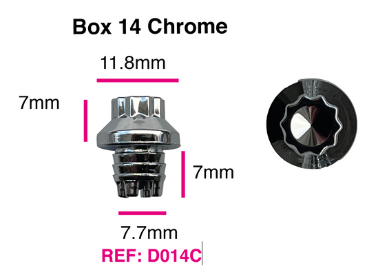D014C Chrome Plastic Rim Edge Wheel Rivets Nuts Replacement studs Ref 14