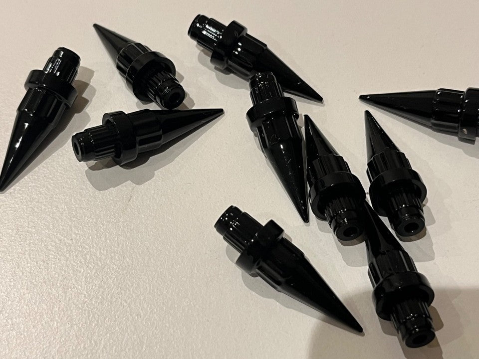 Black Plastic Wheels Spike Rivet Nuts  fake rim bolts Ref QSR Box 6 QTY:100