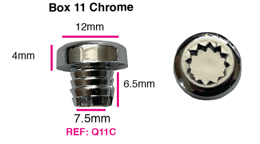 100 x Chrome Plastic Fake Split Rims Wheels Rivet Nuts fake rim bolts Ref Q11C Box 11