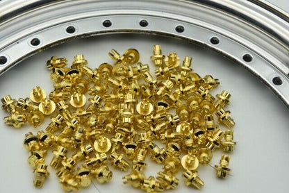 120 x Gold Plastic Wheels Rivets Nuts  Replacement fake rim bolts +FREE TOOL