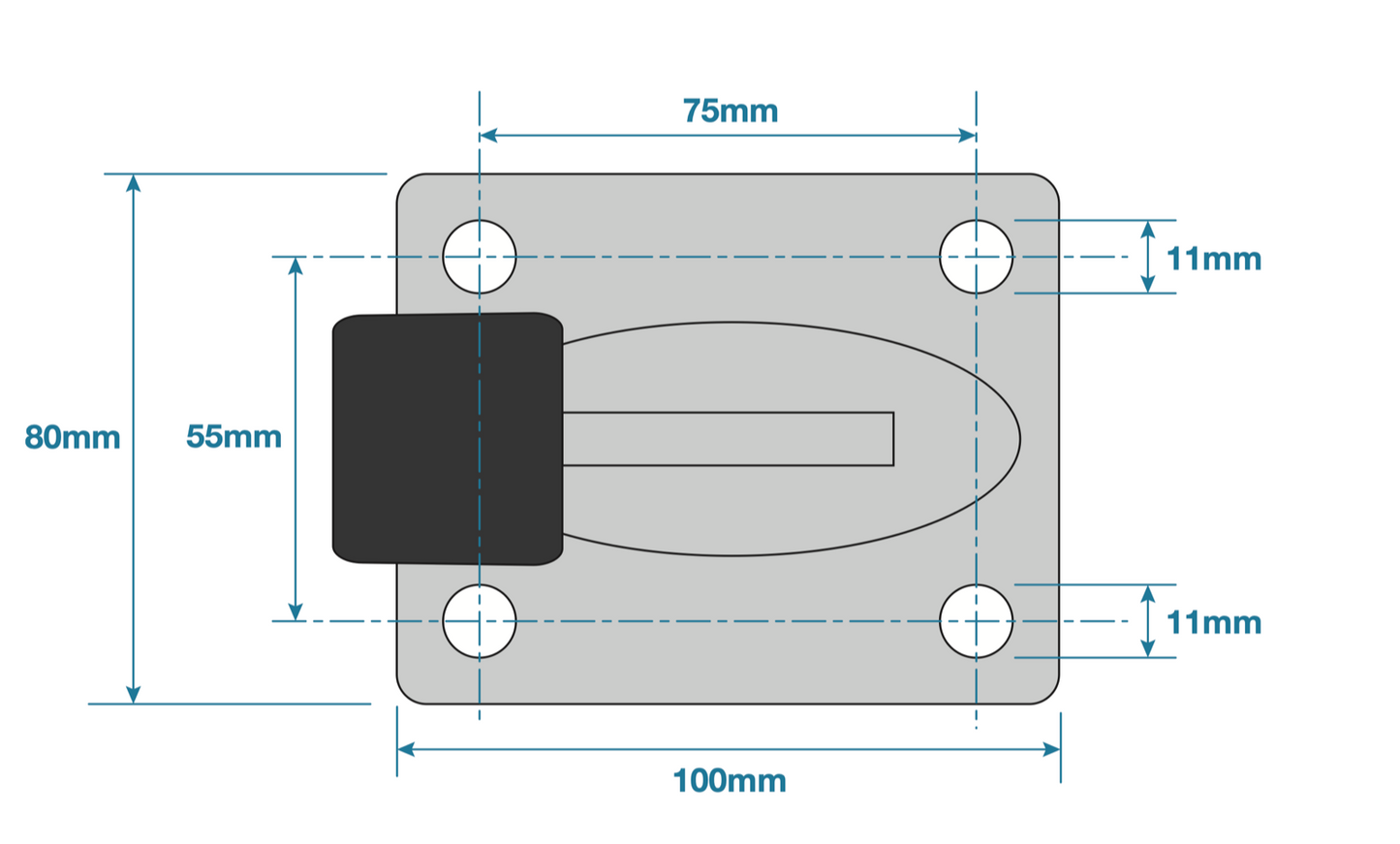 BOLT DOWN DOOR GATE STOP, GARAGE OR ELECTRIC GATES ZINC PLATED  80 x 100mm