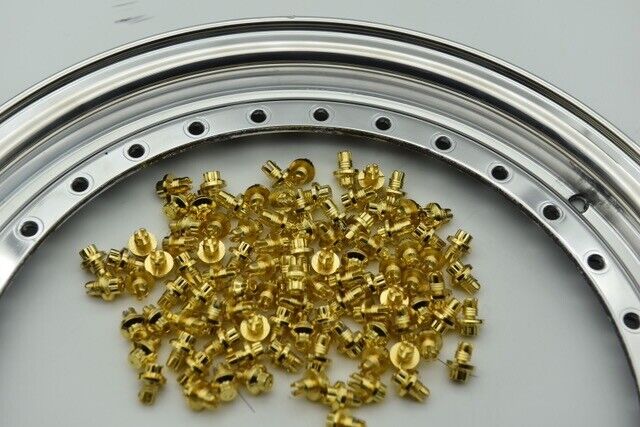 200 x Gold Plastic Wheels Rivets Nuts  Replacement fake rim bolts +  FREE TOOL