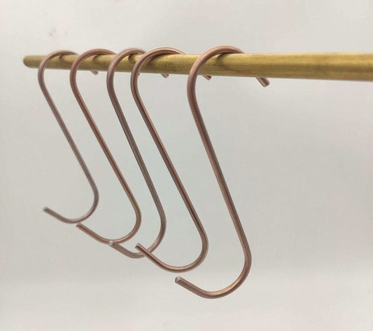 100 POWDER COATING S-HOOKS FOR THE HOME USER - 100 x 3mm Thick Copper Coated