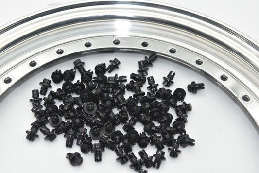 500 x Gloss Black Plastic Wheels Rivets Nuts for fake rim bolts + FREE TOOL