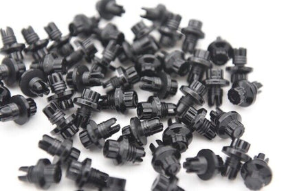 100 x Gloss Black Plastic Wheels Rivet Nuts fake rim bolts + FREE INSERTION TOOL