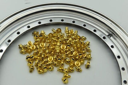 150 x Gold Plastic Wheels Rivets Nuts  Replacement fake rim bolts + FREE TOOL