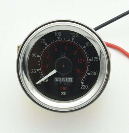 VIAIR 2in Single Needle Gauge (Black Face lit 220 PSI) 90090