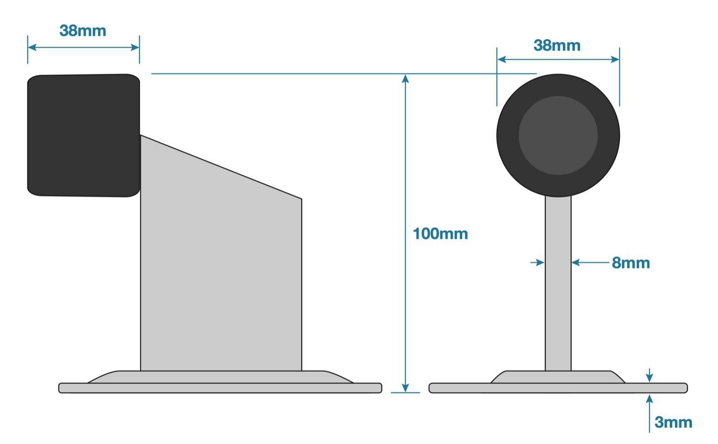 BOLT DOWN DOOR GATE STOP, GARAGE OR ELECTRIC GATES ZINC PLATED  80 x 100mm