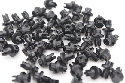 100 x Gloss Black Plastic Wheels Rivet Nuts fake rim bolts + FREE INSERTION TOOL