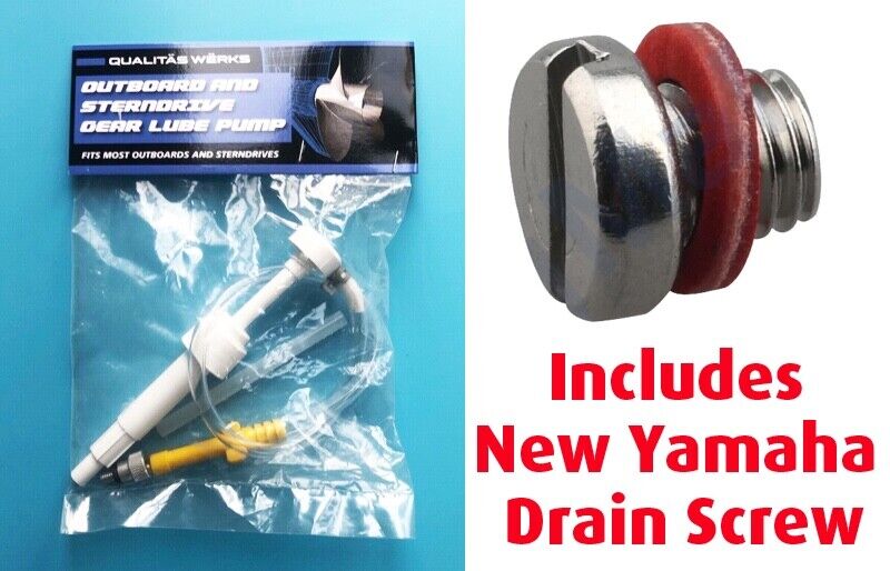 YAMAHA DRAIN PLUG PLUS OUTBOARD GEAR LUBE OIL PUMP - FITS QUICKSILVER BOTTLES.