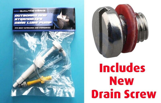 OUTBOARD GEAR LUBE OIL PUMP FITS QUICKSILVER BOTTLES - PLUS DRAIN PLUG