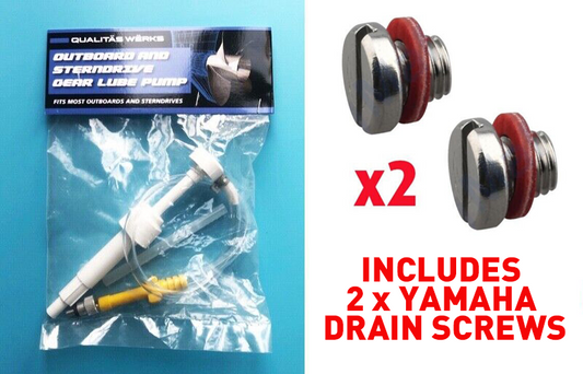 2 YAMAHA DRAIN PLUGS + OUTBOARD GEAR LUBE OIL PUMP - FITS QUICKSILVER BOTTLES.