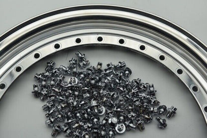 100 x Chrome  Plastic Wheels Rivets Nuts  for fake rim bolts +  FREE TOOL